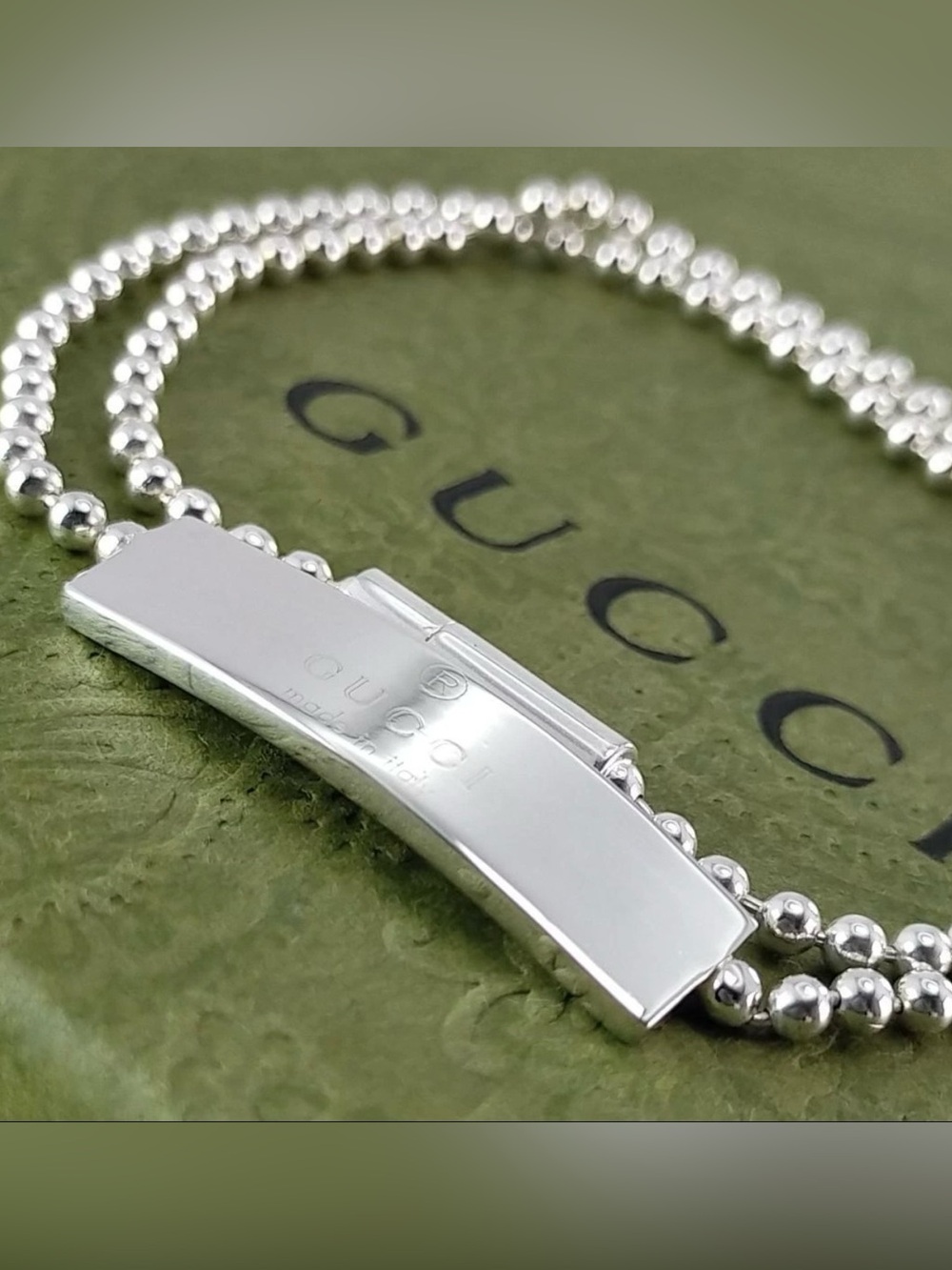 Gucci Silver ID Plate Ball Chain Double Wrap Bracelet/Choker - Picture 5 of 8